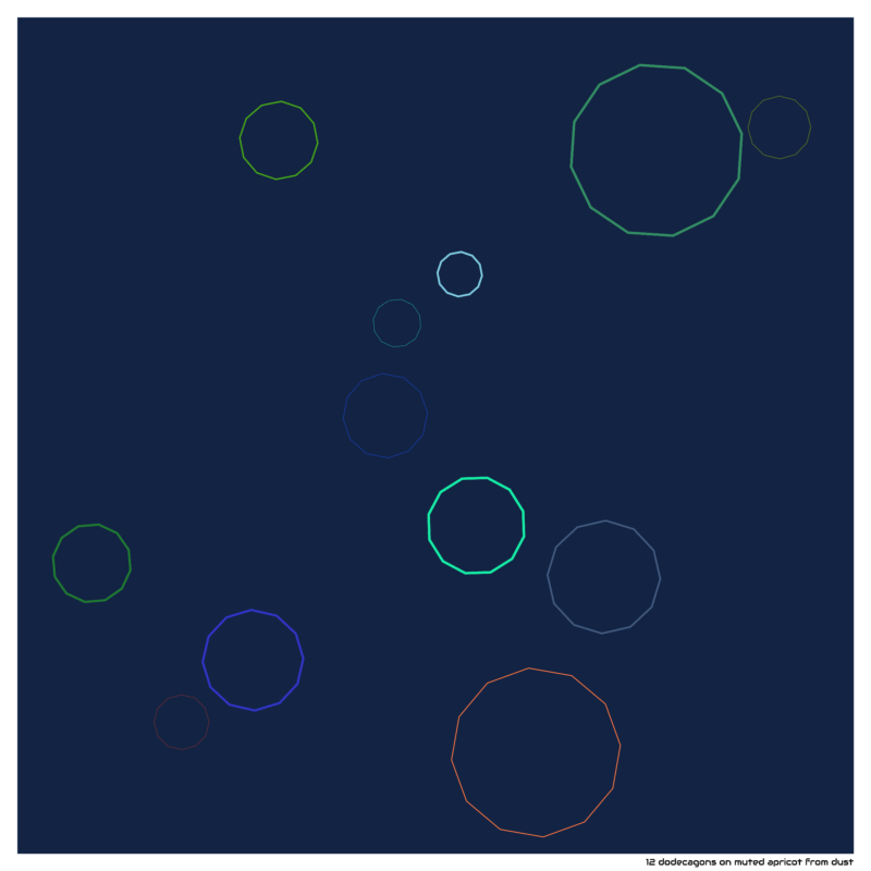 12 dodecagons on muted apricot from dust