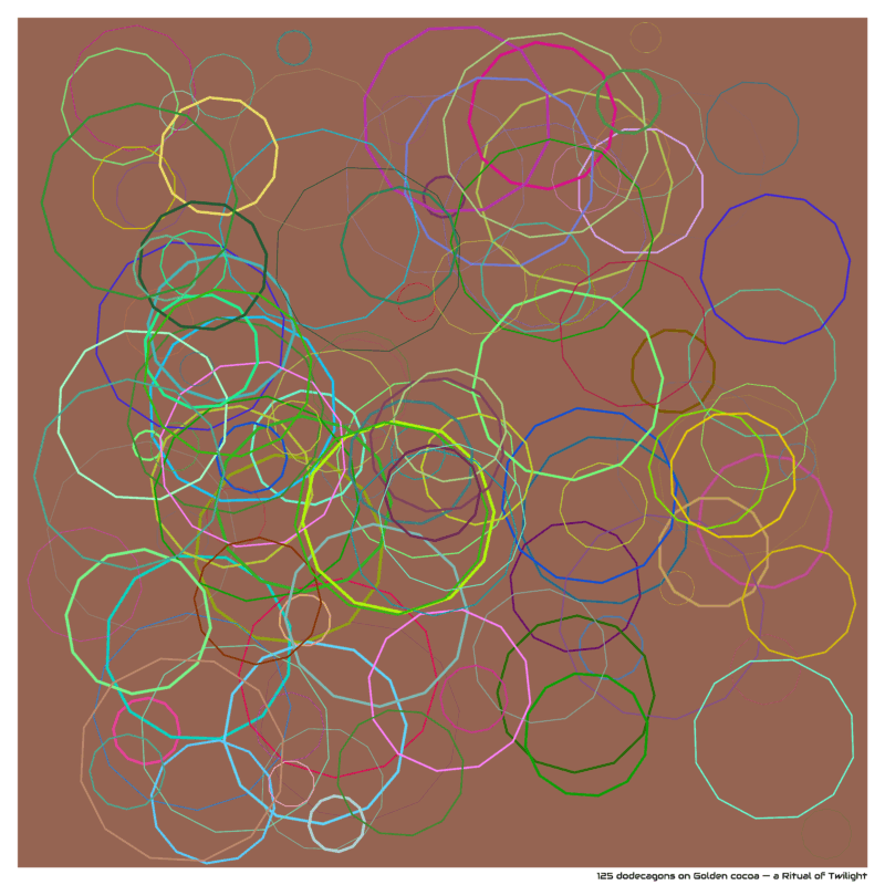 125 dodecagons on Golden cocoa — a Ritual of Twilight