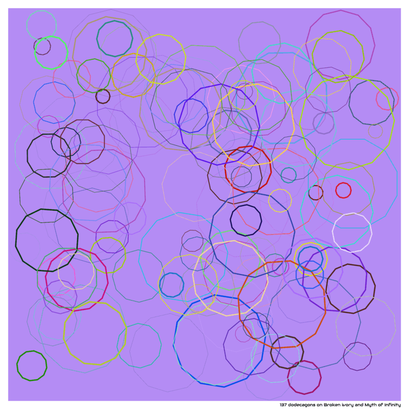 137 dodecagons on Broken ivory and Myth of Infinity