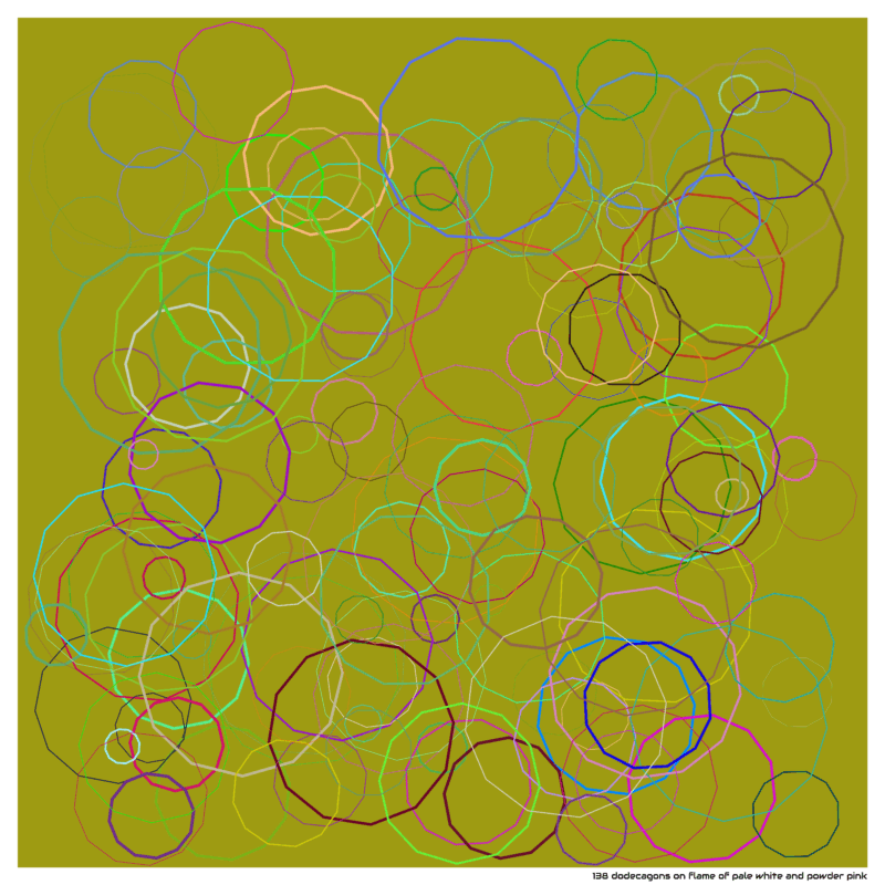138 dodecagons on flame of pale white and powder pink