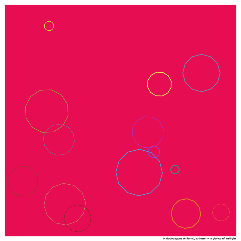 14 dodecagons on lonely crimson — a glance of twilight