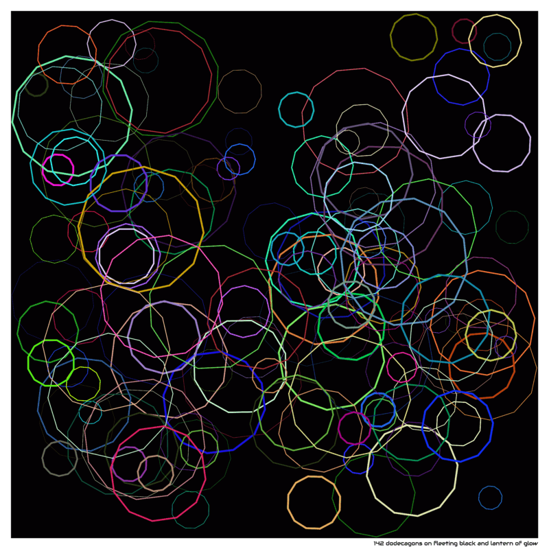 142 dodecagons on fleeting black and lantern of glow