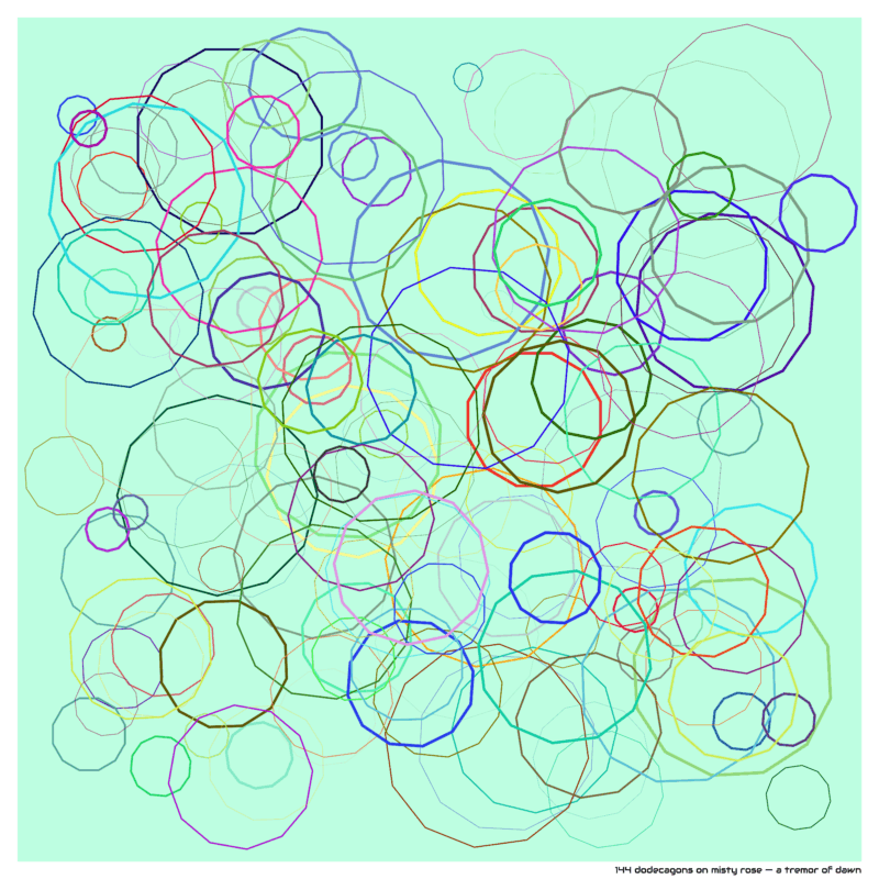144 dodecagons on misty rose — a tremor of dawn