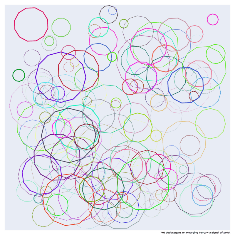 146 dodecagons on emerging ivory — a signal of petal
