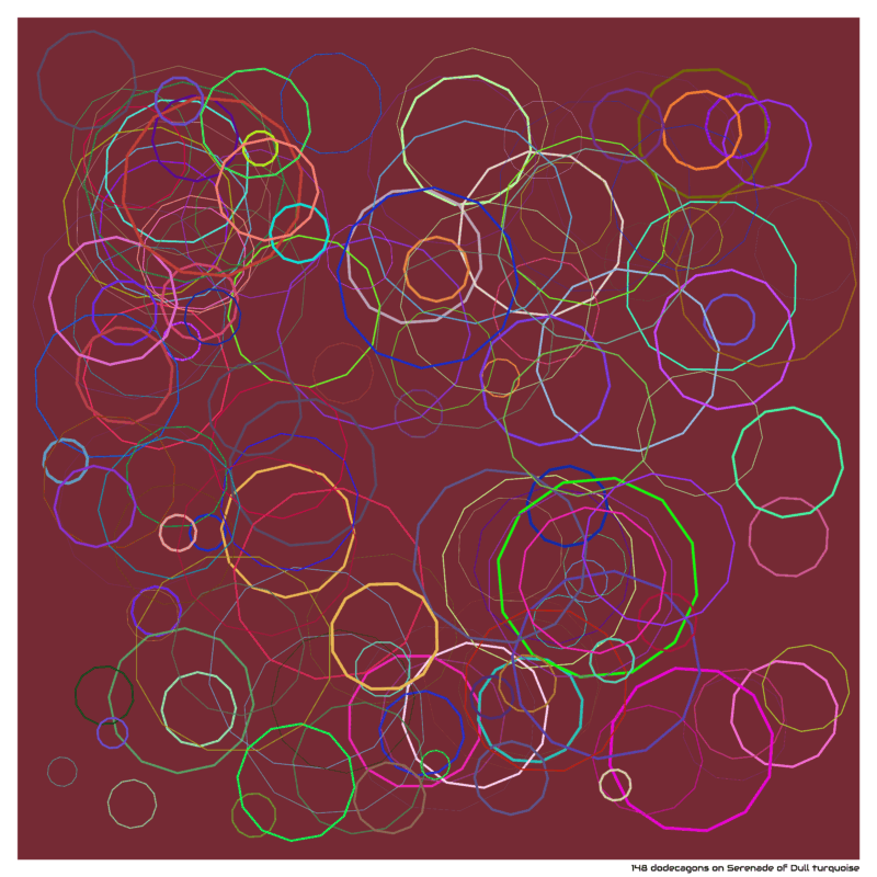 148 dodecagons on Serenade of Dull turquoise