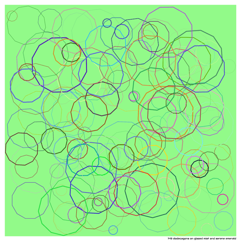 149 dodecagons on glazed mist and serene emerald