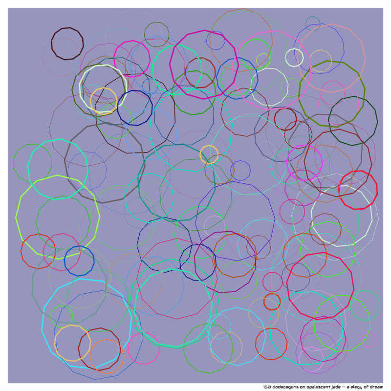 150 dodecagons on opalescent jade — a elegy of dream