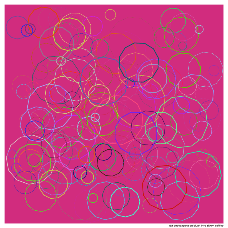 153 dodecagons on blush into silken coffee
