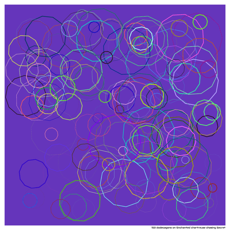 153 dodecagons on Enchanted chartreuse chasing Secret