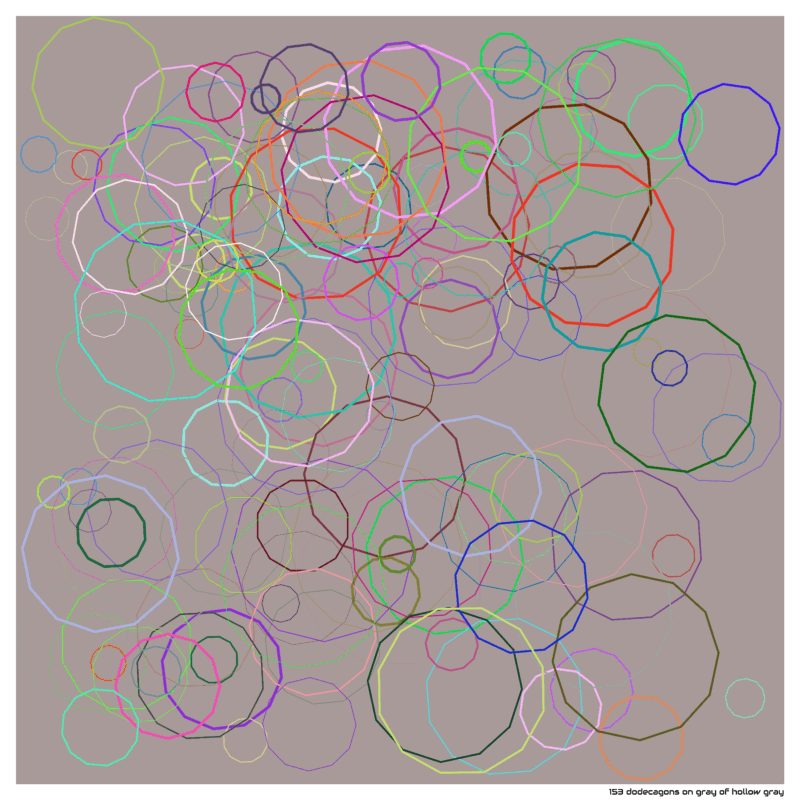 153 dodecagons on gray of hollow gray