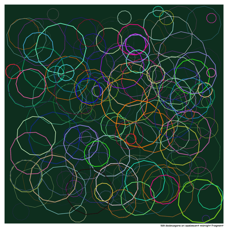 159 dodecagons on opalescent midnight fragment