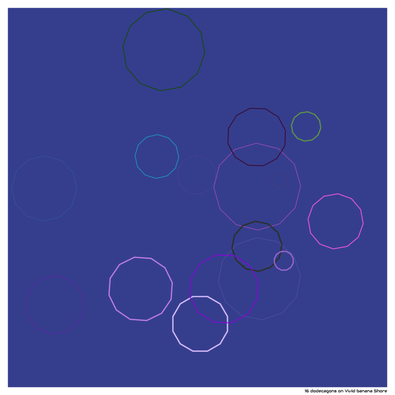 16 dodecagons on Vivid banana Shore