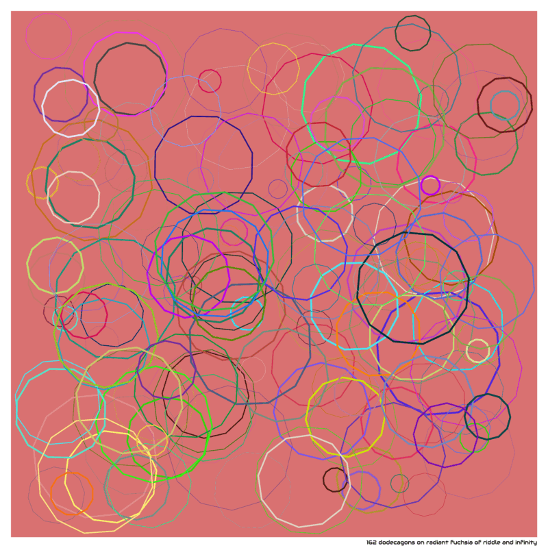 162 dodecagons on radiant fuchsia of riddle and infinity
