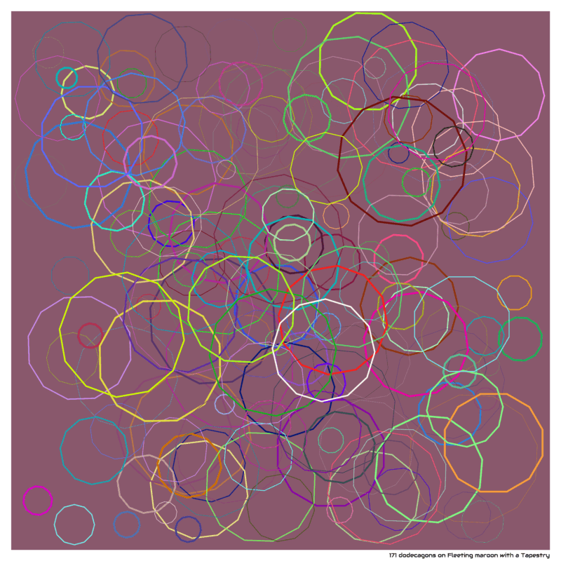 171 dodecagons on Fleeting maroon with a Tapestry