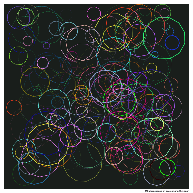 172 dodecagons on gray among the moon