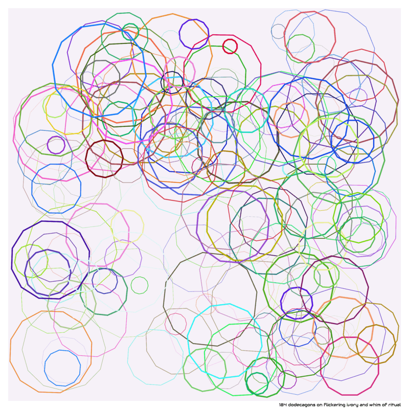 184 dodecagons on flickering ivory and whim of ritual