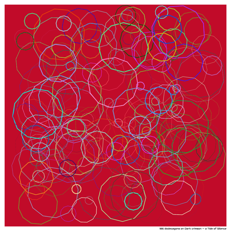 186 dodecagons on Dark crimson — a Tide of Silence