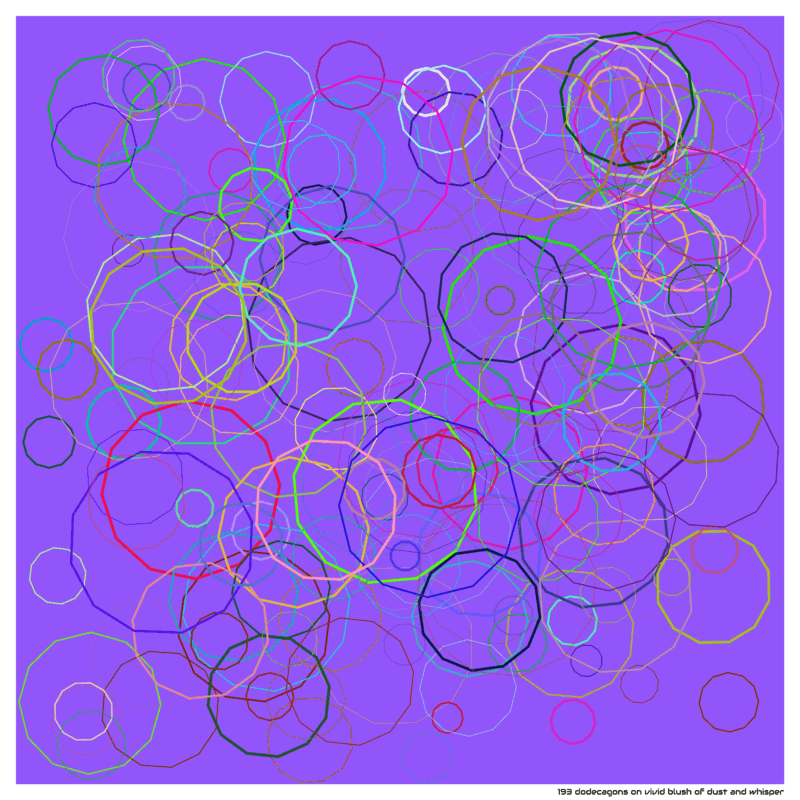 193 dodecagons on vivid blush of dust and whisper