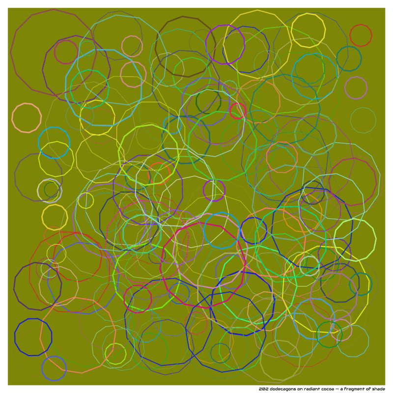 202 dodecagons on radiant cocoa — a fragment of shade