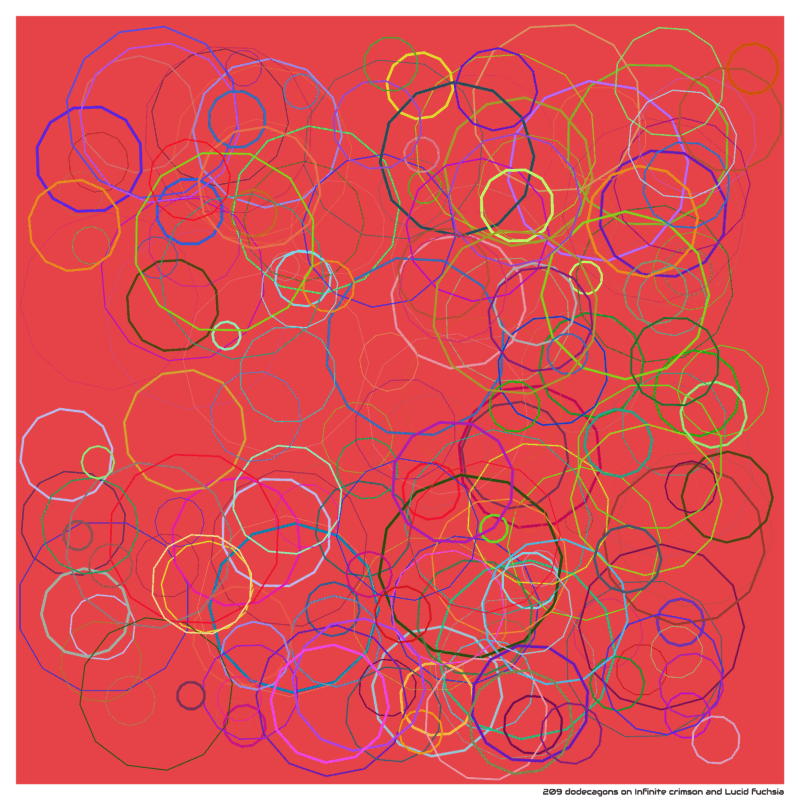 209 dodecagons on Infinite crimson and Lucid fuchsia