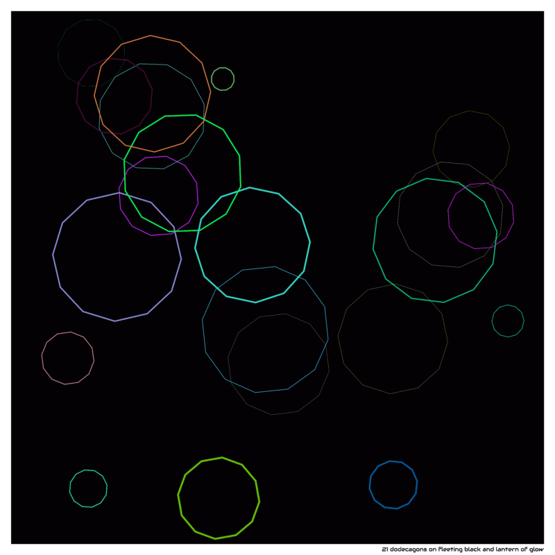 21 dodecagons on fleeting black and lantern of glow