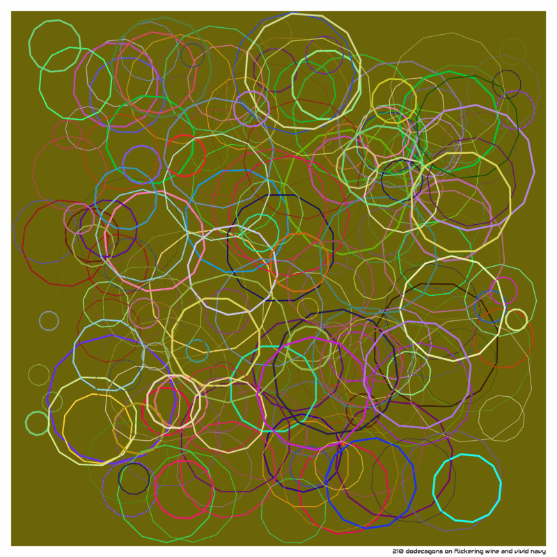210 dodecagons on flickering wine and vivid navy