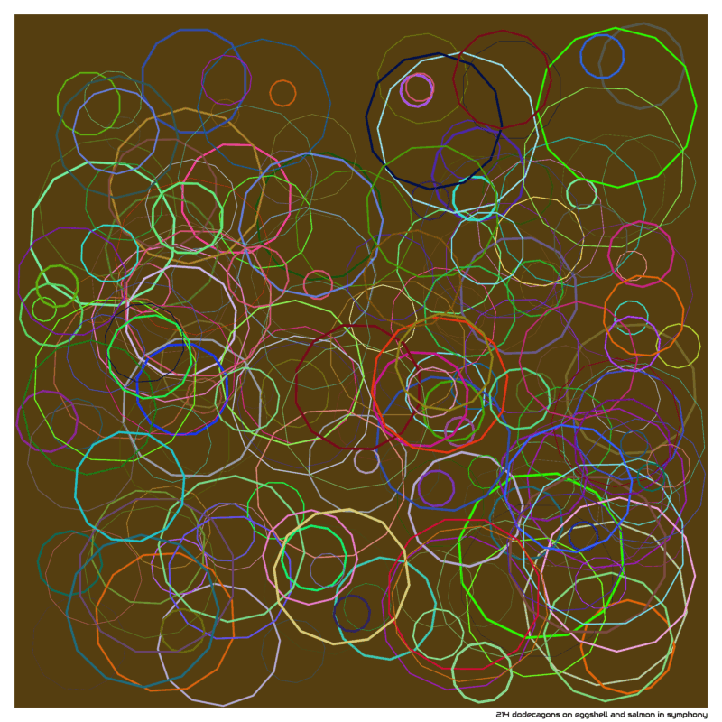 214 dodecagons on eggshell and salmon in symphony