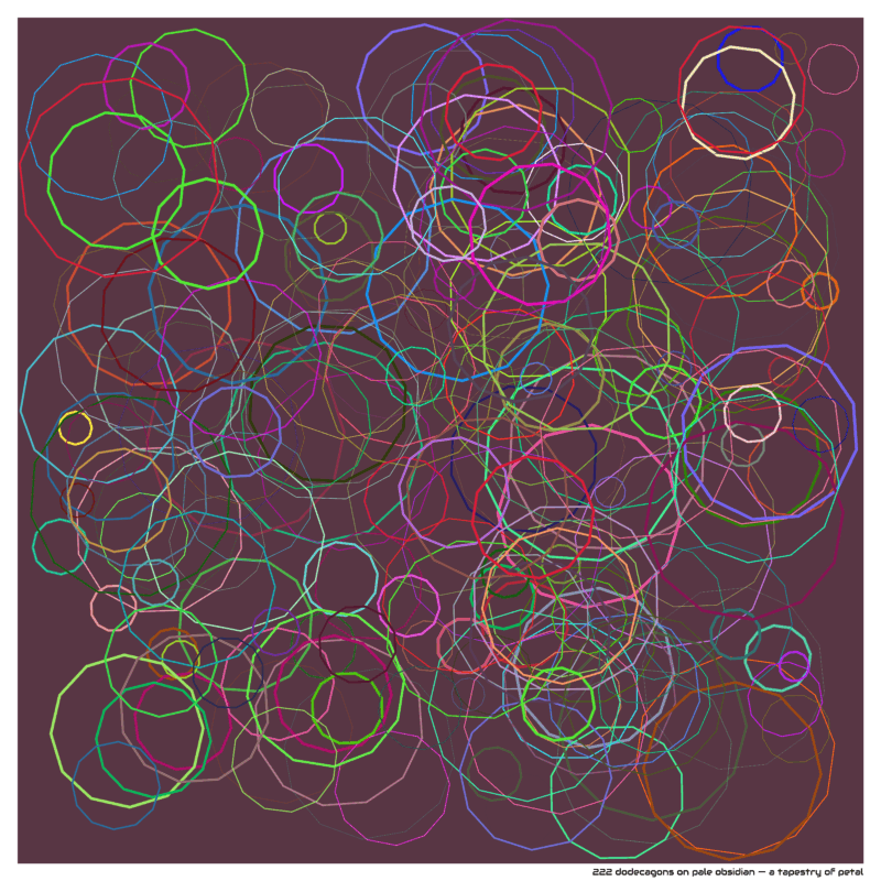 222 dodecagons on pale obsidian — a tapestry of petal