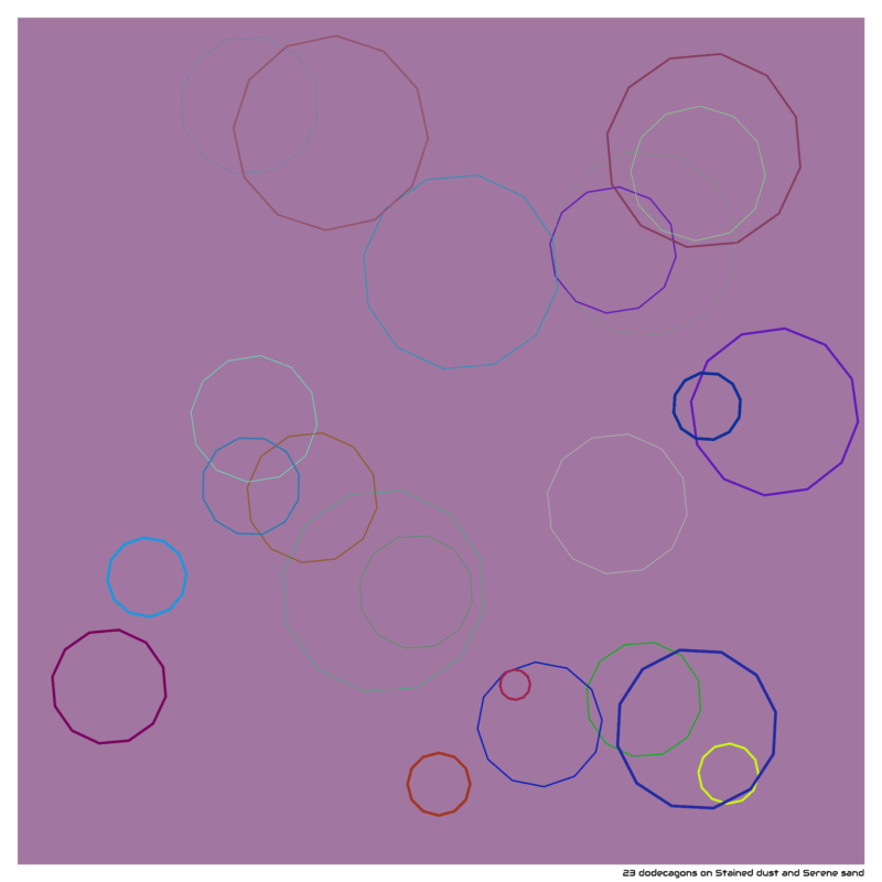 23 dodecagons on Stained dust and Serene sand