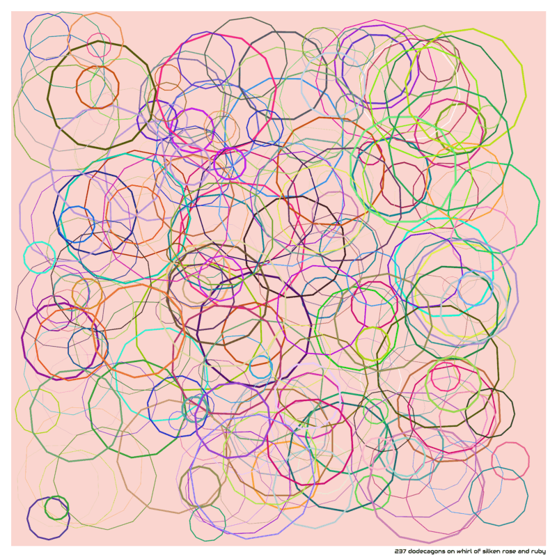 237 dodecagons on whirl of silken rose and ruby