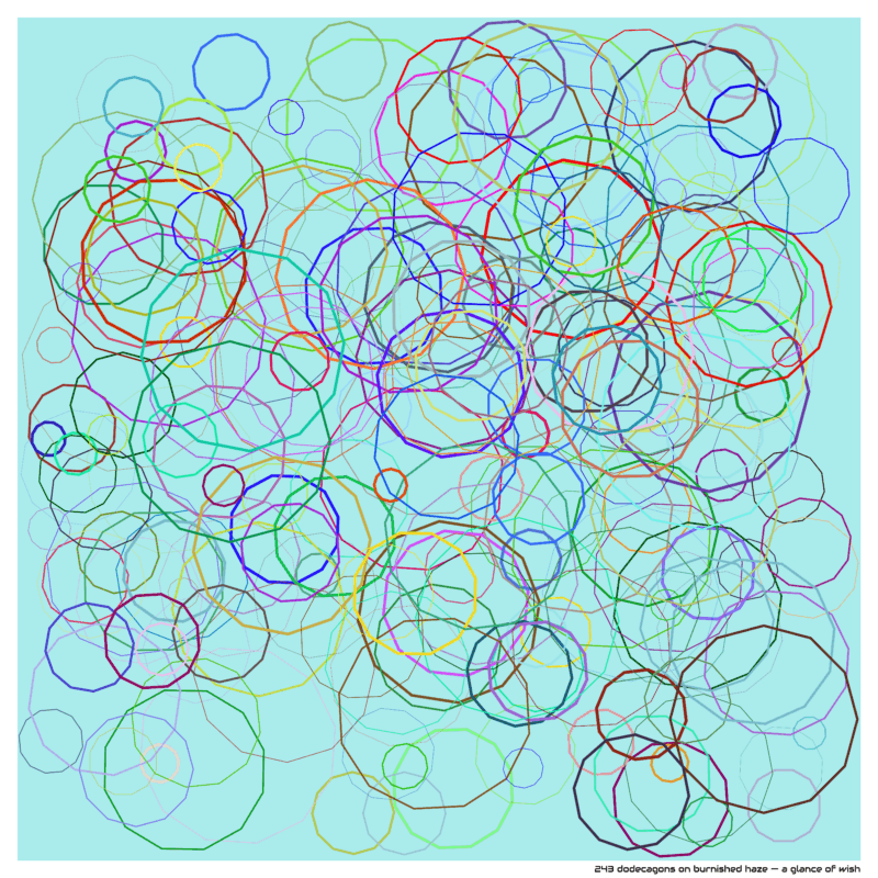 243 dodecagons on burnished haze — a glance of wish