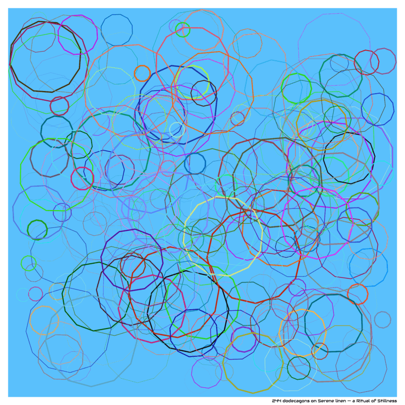 244 dodecagons on Serene linen — a Ritual of Stillness