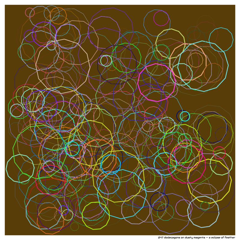 247 dodecagons on dusty magenta — a eclipse of feather