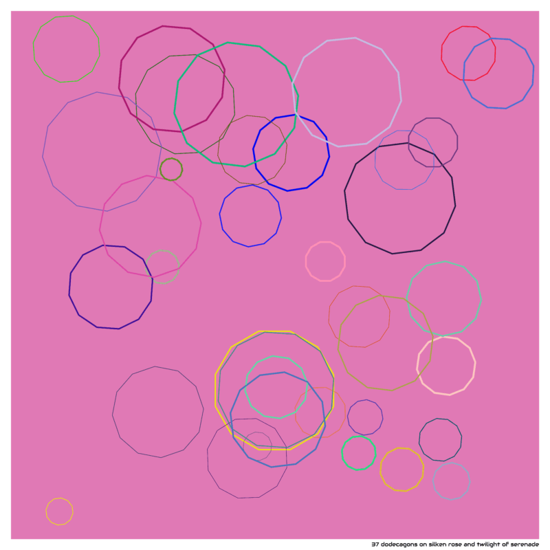 37 dodecagons on silken rose and twilight of serenade