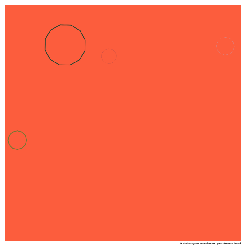 4 dodecagons on crimson upon Serene hazel