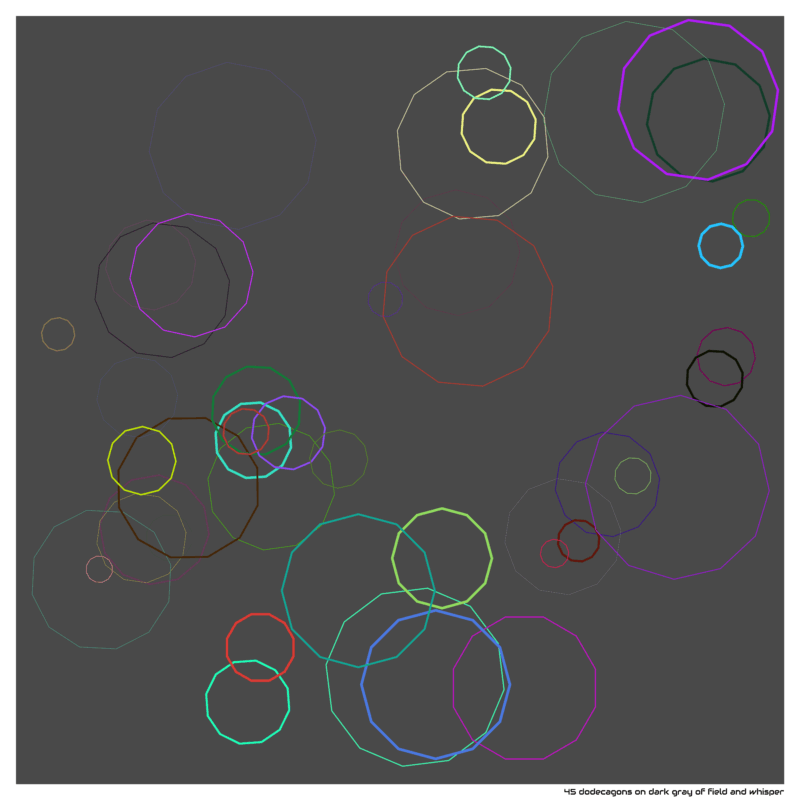 45 dodecagons on dark gray of field and whisper