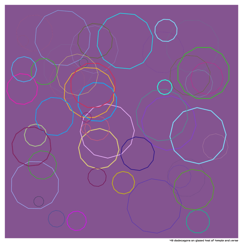 49 dodecagons on glazed teal of temple and verse