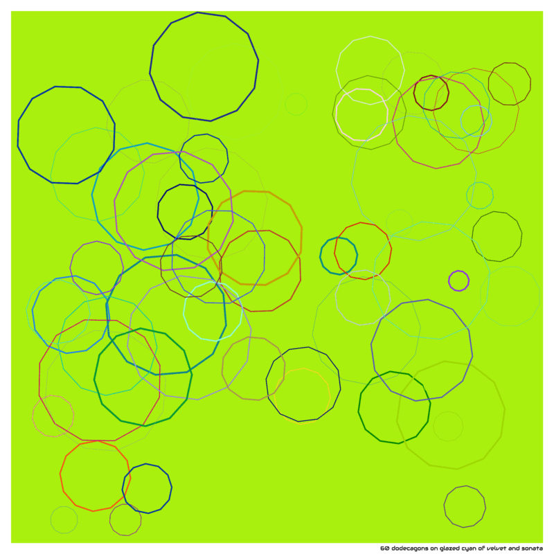 60 dodecagons on glazed cyan of velvet and sonata