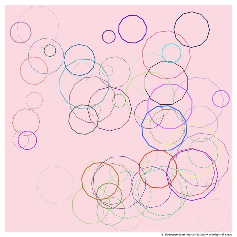 61 dodecagons on nocturnal rose — a delight of cloud