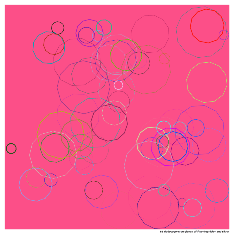 66 dodecagons on glance of fleeting violet and silver