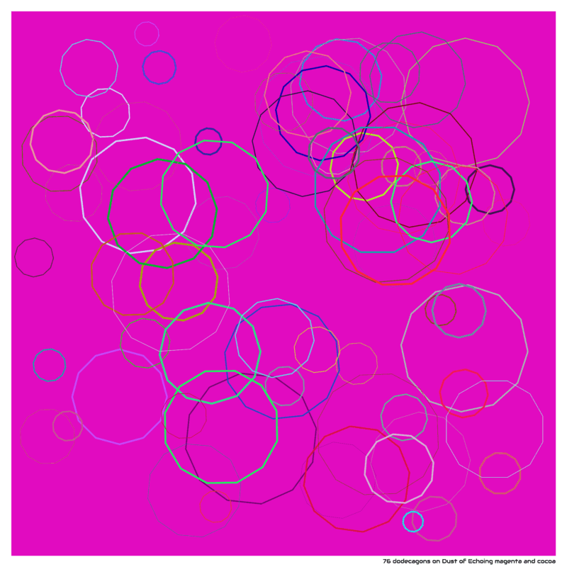 76 dodecagons on Dust of Echoing magenta and cocoa