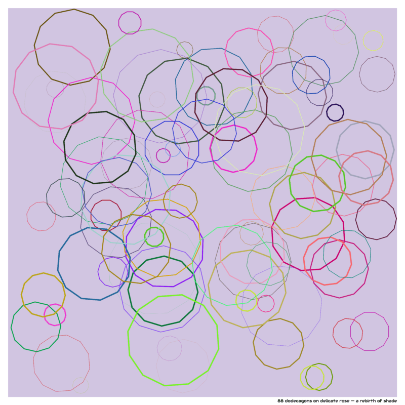 88 dodecagons on delicate rose — a rebirth of shade