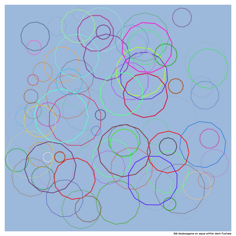 90 dodecagons on aqua within dark fuchsia