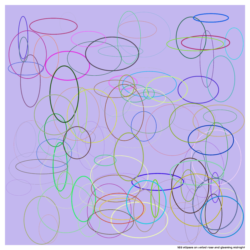 103 ellipses on veiled rose and gleaming midnight