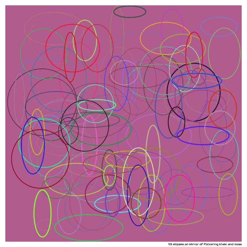 113 ellipses on Mirror of Flickering khaki and moss
