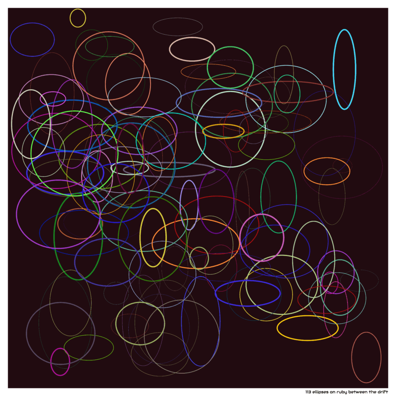 113 ellipses on ruby between the drift