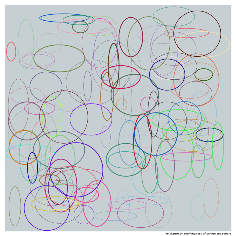 116 ellipses on soothing rose of canvas and sonata