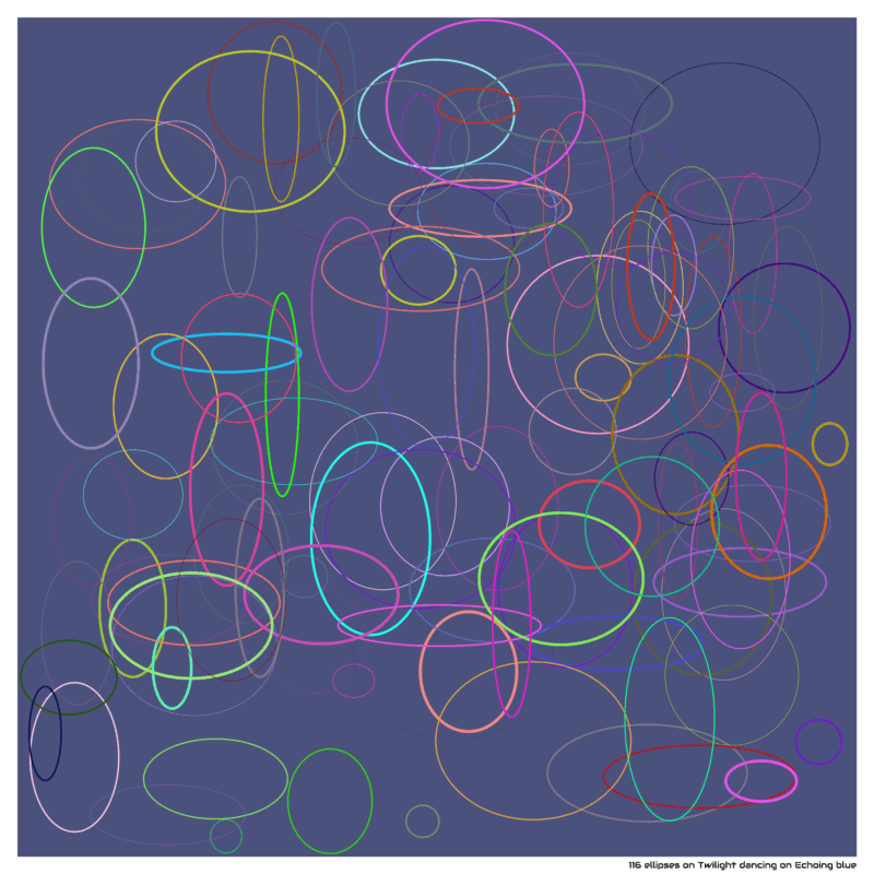 116 ellipses on Twilight dancing on Echoing blue