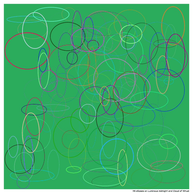 119 ellipses on Luminous midnight and Cloud of Ritual