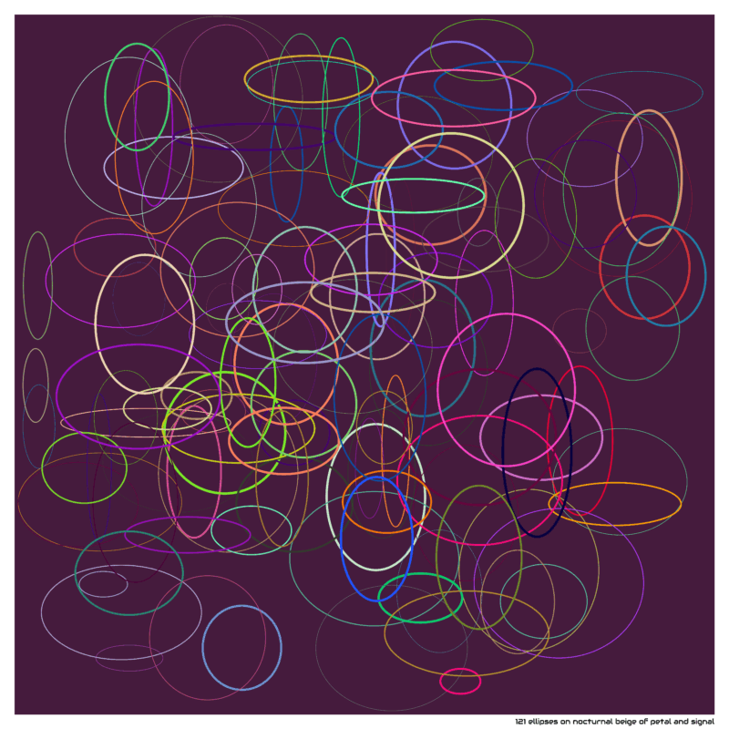 121 ellipses on nocturnal beige of petal and signal